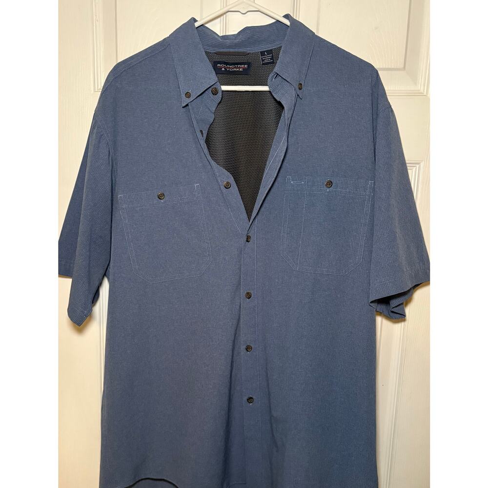 Roundtree and Yorke short sleeve men’s shirt‎ blue size large